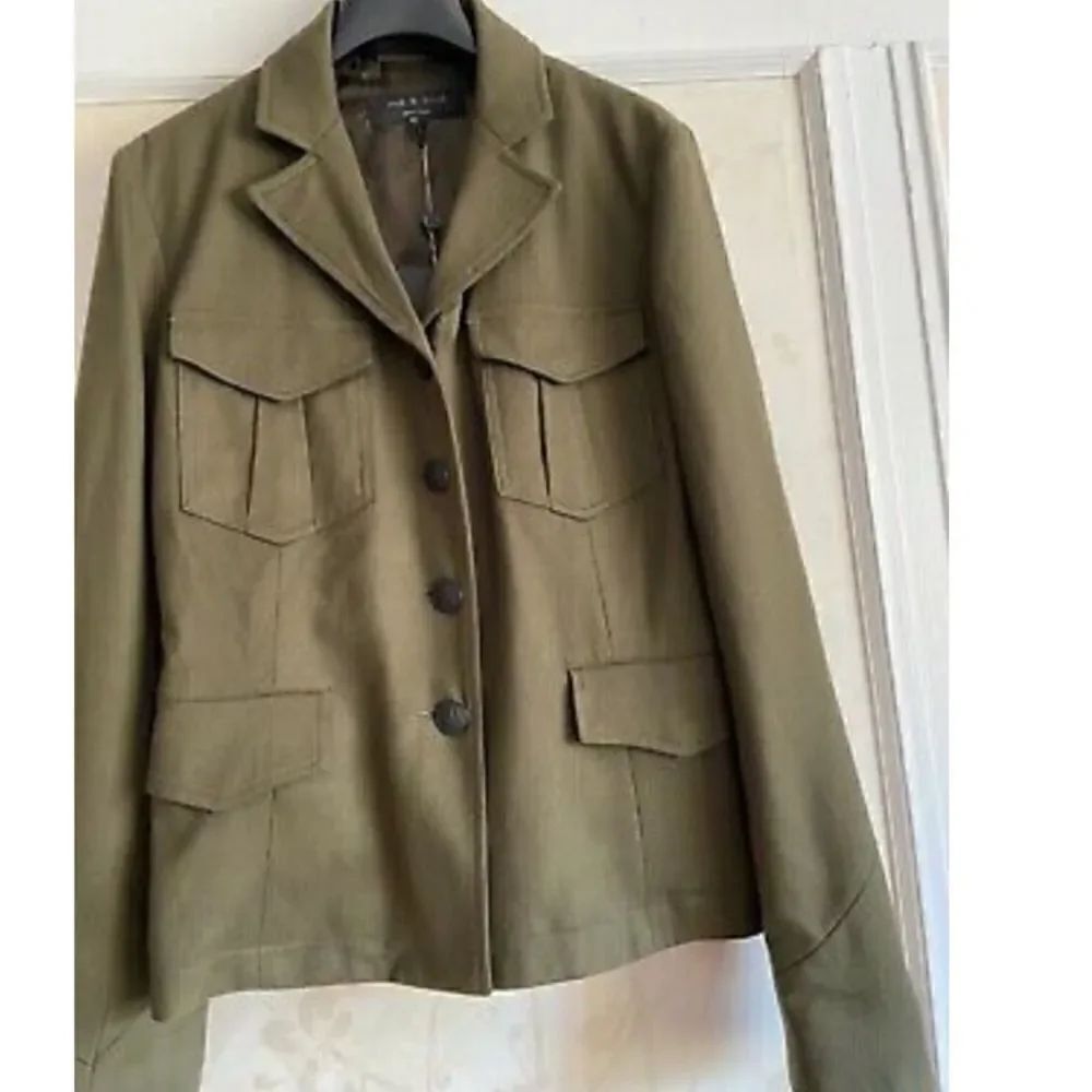 Rag & Bone Womens Marshall Military Wool Jacket-Navy Blue